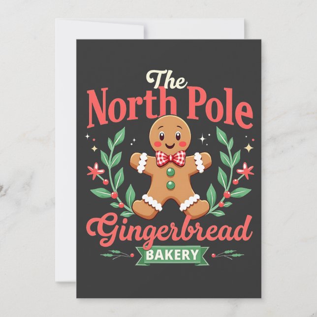 The North Pole Gingerbread Bakery Christmas  Invitation (Front)