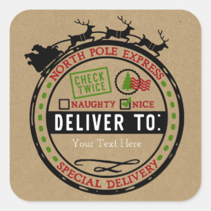 The North Pole Sleigh Express Delivery Christmas Square Sticker