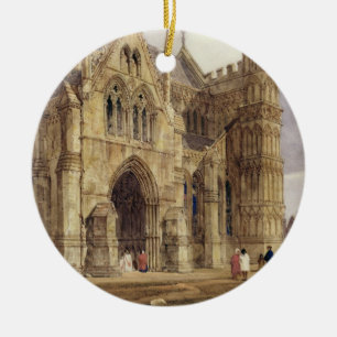 The North-West Porch of Salisbury Cathedral, 1832 Ceramic Tree Decoration