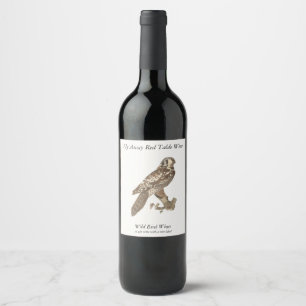 The Northern Hawk Owl (Surnia ulula) Bird Image Wine Label