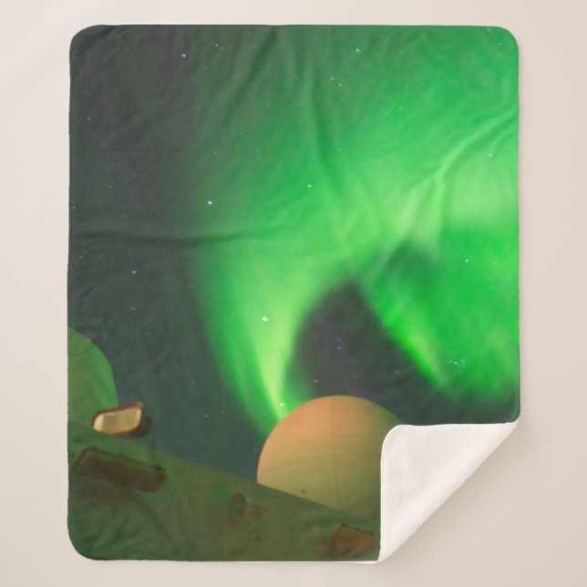 The Northern Lights - Aurora Borealis At Sea Sherpa Blanket (Front)