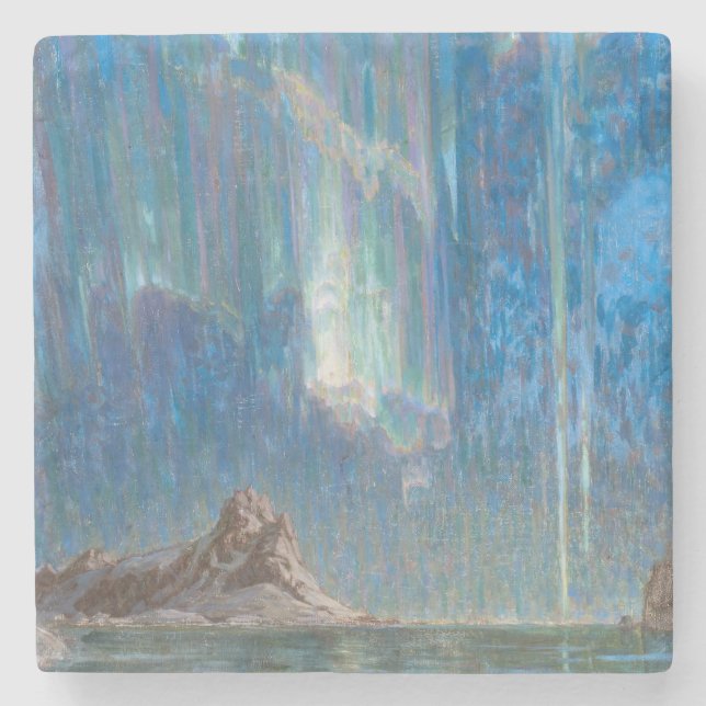 The Northern Lights from North Norway (Aurora) Stone Coaster (Front)