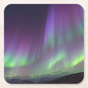 The Northern Lights   North Iceland Square Paper Coaster