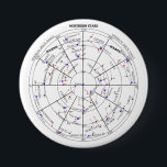 The Northern Star Chart of Navigational Astronomy 7.5 Cm Round Badge<br><div class="desc">The Northern Star Chart of Navigational Astronomy Fifty-eight selected navigational stars are given a special status in the field of celestial navigation. Of the approximately 6, 000 stars visible to the eye under optimal conditions, the selected stars are among the brightest and span thirty-eight constellations of the celestial sphere from...</div>