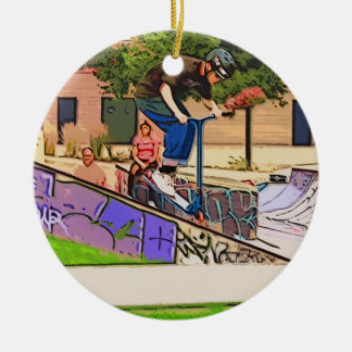 The Nosedive Landing - Scooter Rider Trick Ceramic Tree Decoration