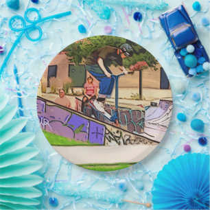 The Nosedive Landing - Scooter Rider Trick Paper Plate