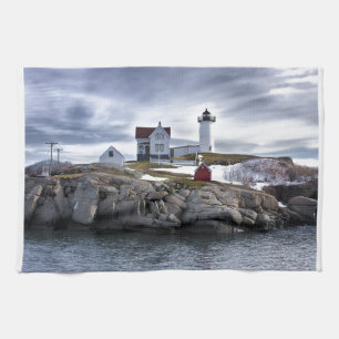 The "Nubble" Cape Neddick lighthouse York, Maine Tea Towel