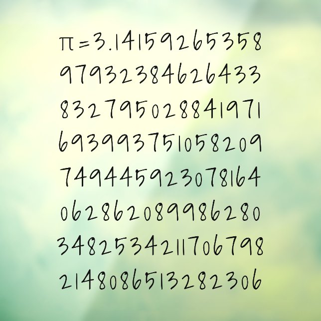 The number "π=3.14" Math & Science Lover's Decal (Sheet 3)