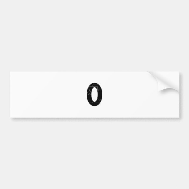 The number zero (0) in black bumper sticker (Front)