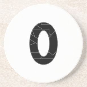 The number zero (0) in black coaster