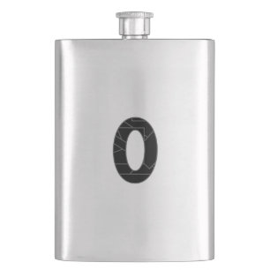 The number zero (0) in black hip flask
