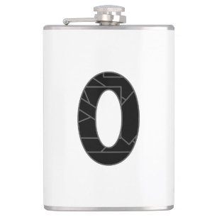The number zero (0) in black hip flask