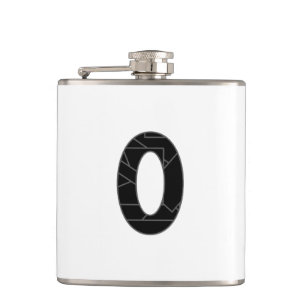 The number zero (0) in black hip flask