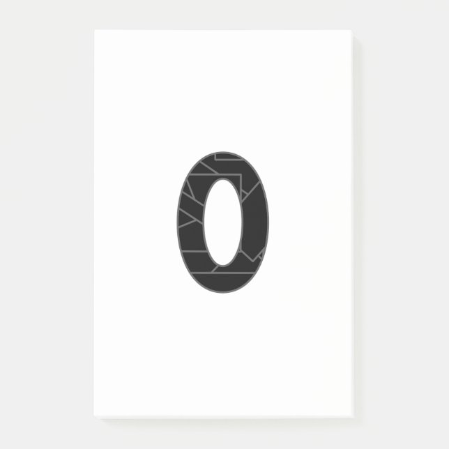 The number zero (0) in black post-it notes (Front)