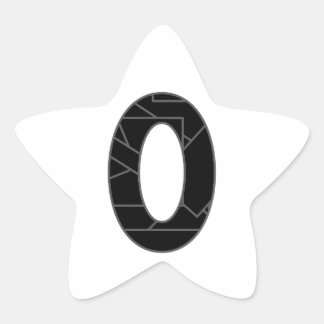 The number zero (0) in black star sticker
