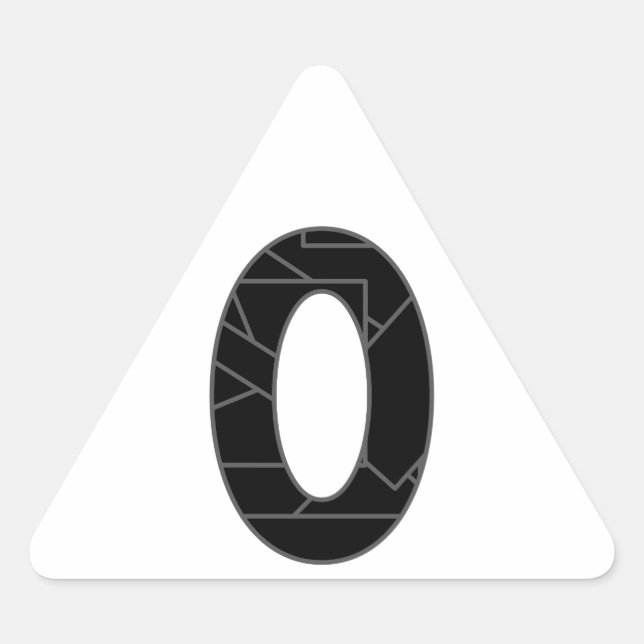 The number zero (0) in black triangle sticker (Front)