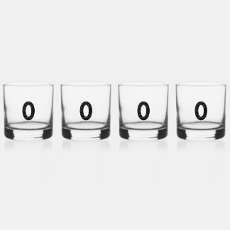 The number zero (0) in black whiskey glass