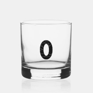 The number zero (0) in black whiskey glass