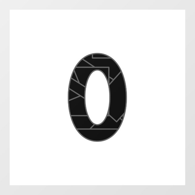 The number zero (0) in black window cling (Sheet)