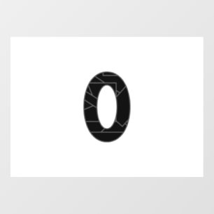 The number zero (0) in black window cling