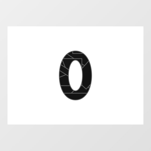 The number zero (0) in black window cling (Sheet)