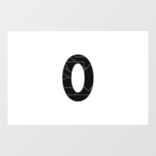 The number zero (0) in black window cling