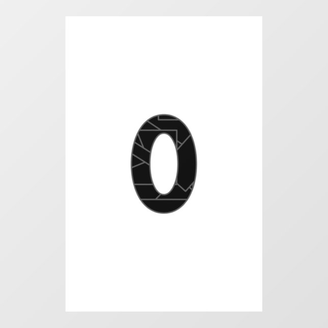 The number zero (0) in black window cling (Sheet)