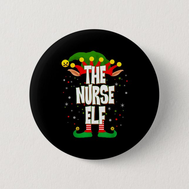 The Nurse Elf Christmas  6 Cm Round Badge (Front)