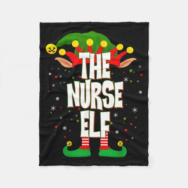 The Nurse Elf Christmas  Fleece Blanket (Front)
