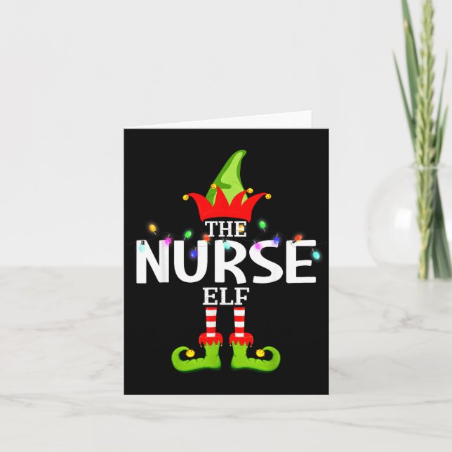 The Nurse Elf Christmas Matching Pajamas  Card (Front)