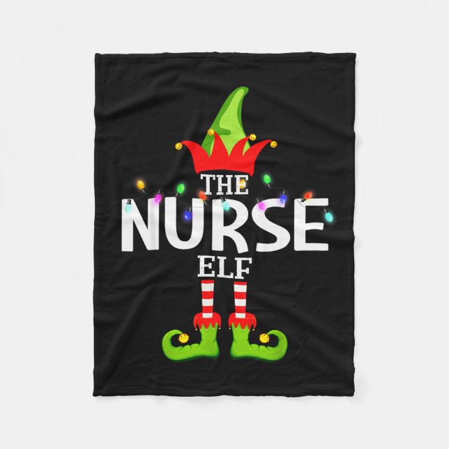 The Nurse Elf Christmas Matching Pajamas  Fleece Blanket (Front)