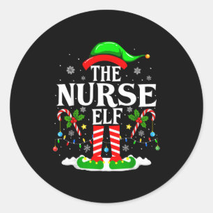 The Nurse Elf Christmas Nursing Funny Rn Christmas Classic Round Sticker