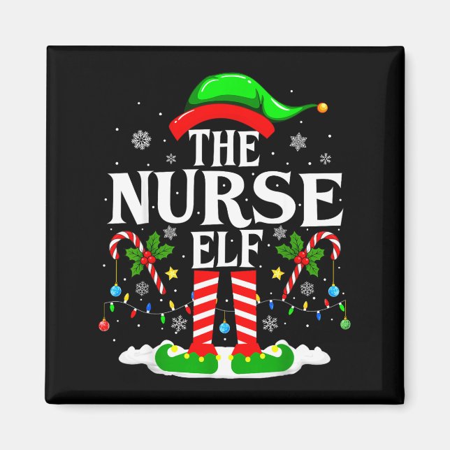 The Nurse Elf Christmas Nursing Funny Rn Christmas Magnet (Front)