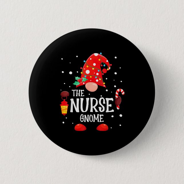 The Nurse Gnome Matching Family Christmas Gnome Pa 6 Cm Round Badge (Front)