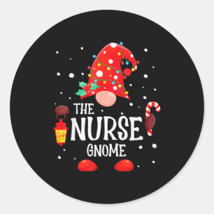 The Nurse Gnome Matching Family Christmas Gnome Pa Classic Round Sticker