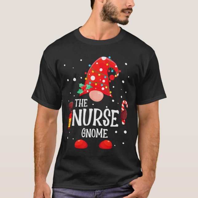 The Nurse Gnome Matching Family Christmas Gnome Pa T-Shirt (Front)