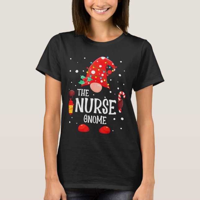 The Nurse Gnome Matching Family Christmas Gnome Pa T-Shirt (Front)
