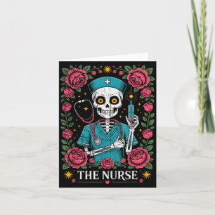 The Nurse Skeleton And Flower Card