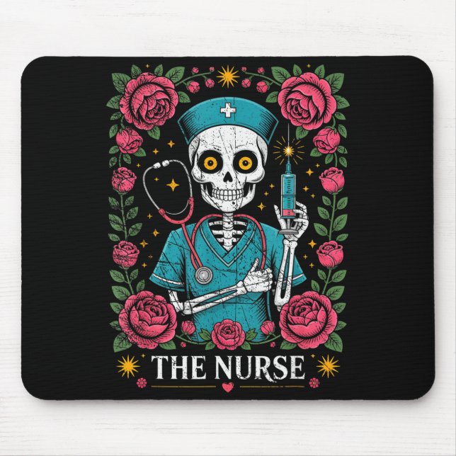 The Nurse Skeleton And Flower  Mouse Mat (Front)