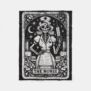 The Nurse Skeleton Tarot Card Funny Nursing Nurse  Fleece Blanket