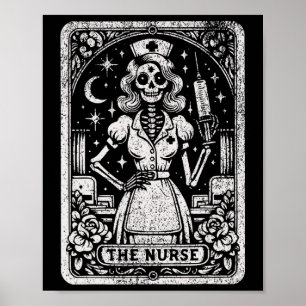 The Nurse Skeleton Tarot Card Funny Nursing Nurse Poster