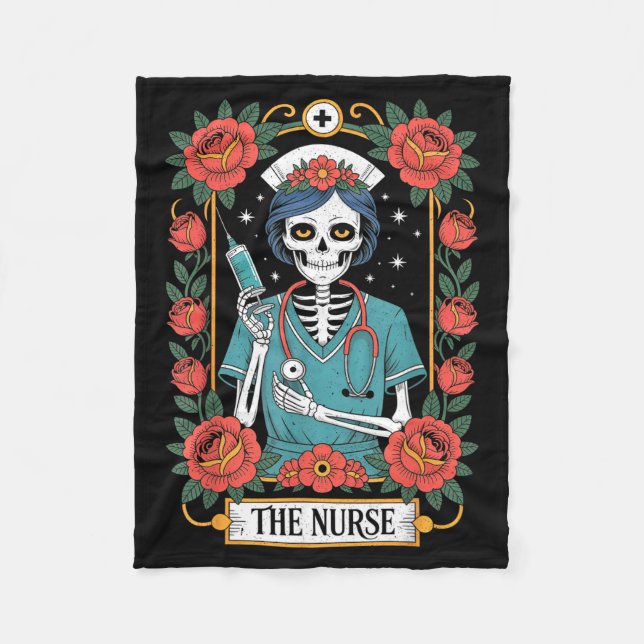 The Nurse Tarot Card  Fleece Blanket (Front)