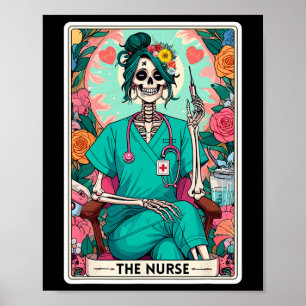 The Nurse Tarot Card Funny Skeleton Nurse Witchy M Poster