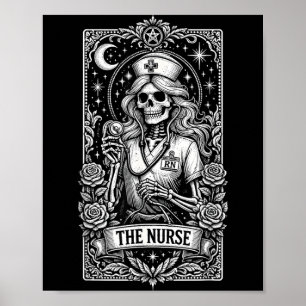 The Nurse Tarot Card Gothic Skeleton Nursing Funny Poster