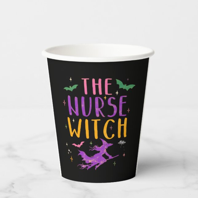 The Nurse Witch Halloween Classic T-Shirt Paper Cups (Front)