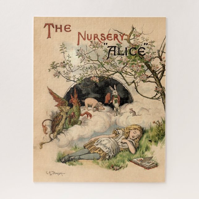 The Nursery Alice 1890 Vintage Wonderland Cover Jigsaw Puzzle (Vertical)