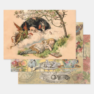 The Nursery Alice 1890 Vintage Wonderland Cover Wrapping Paper Sheet