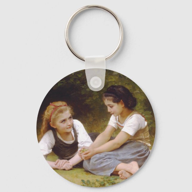 The Nut Gatherers by William Adolphe Bouguereau Key Ring (Front)
