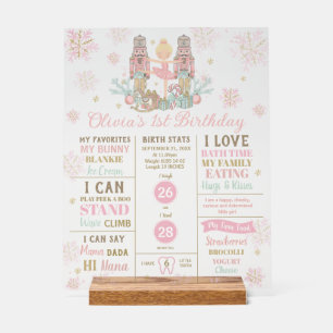 The Nutcracker 1st Birthday Milestone Birth Stats  Acrylic Sign