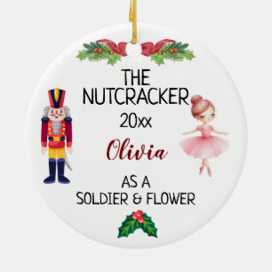 THE Nutcracker & Ballerina With Custom Name & Text Ceramic Tree Decoration